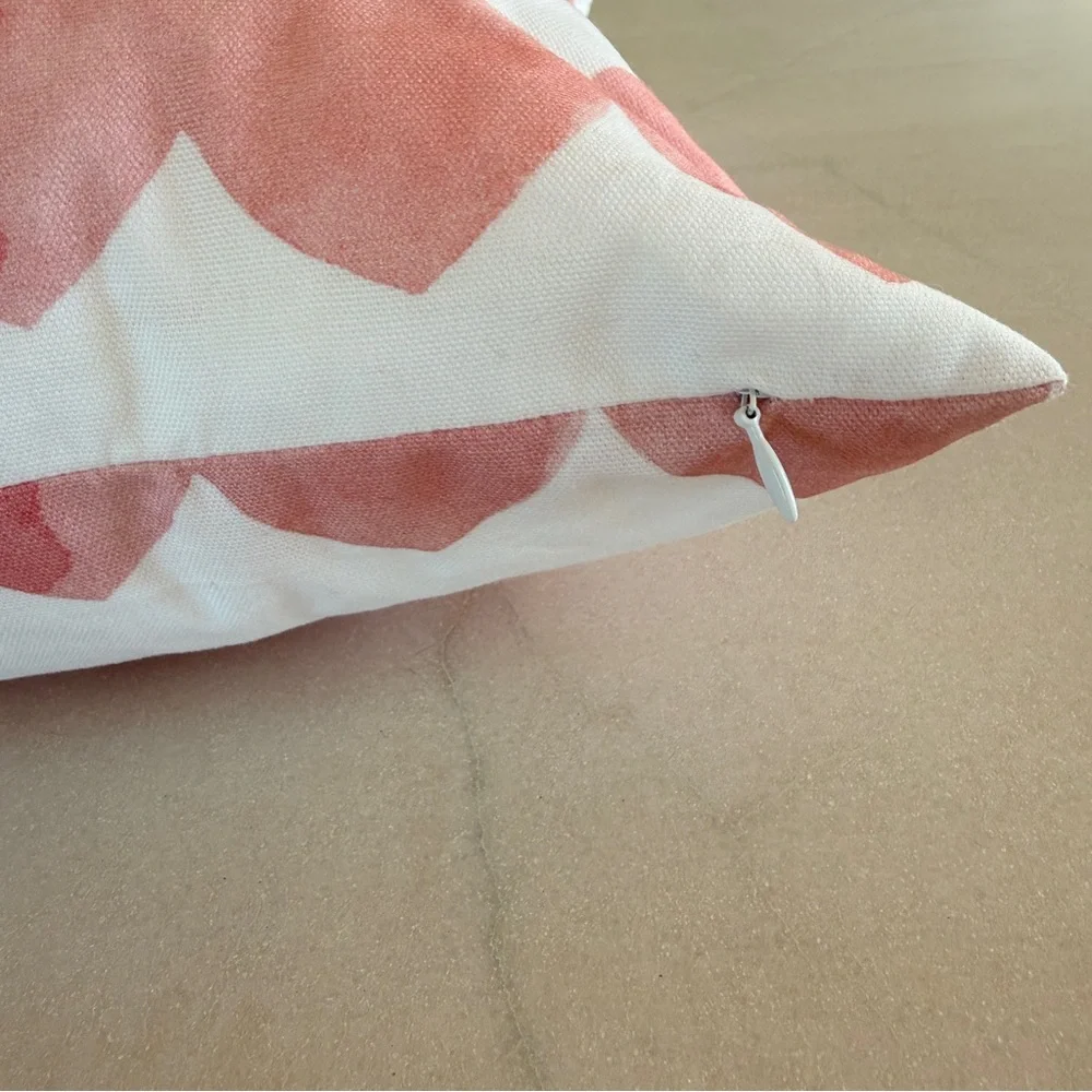 Minted Pink Heart Stripe Throw Pillow Covers Set of 2 20x20 White Pink